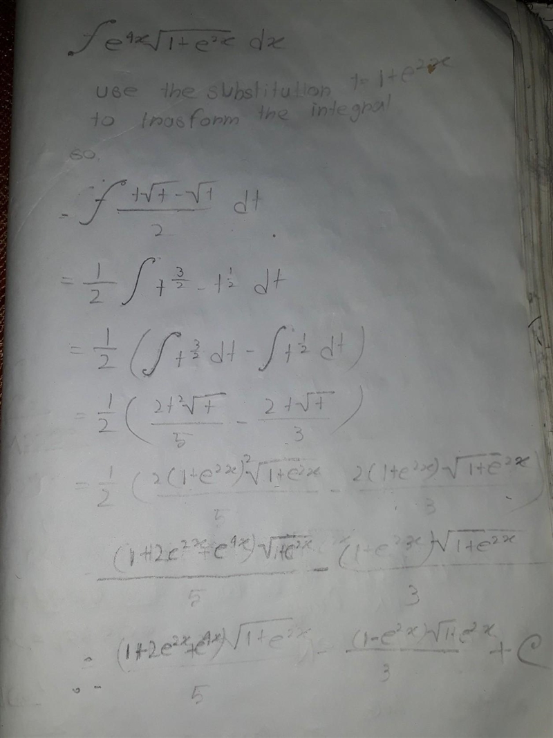 Integrate e^(4x)\sqrt{1+e^(2x) } dx please show work so i can learn-example-1