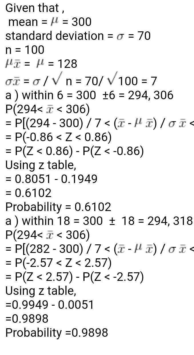 EBook Video A population has a mean of 300 and a standard deviation of 70. Suppose-example-1