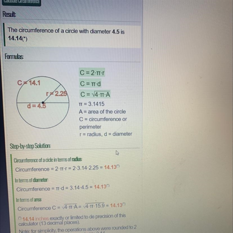 D d = 4.5 yd Calculate the circumference of the circle.-example-1