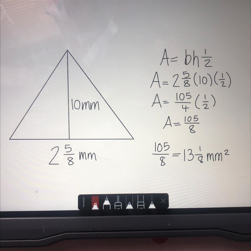 5 What is the area of a triangle with a base of -7 mm and a height of 10 mm? 0 65 mm-example-1