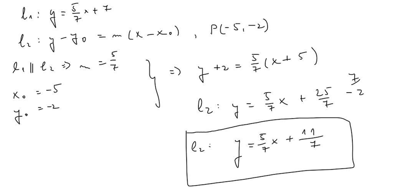 Consider the line y=5/7x+7. Find the equation for the line that is parallel to the-example-1