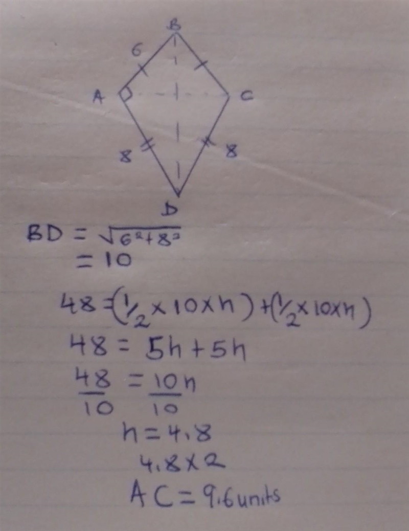 From quadrilateral ABCD is a quadrilateral with area of ​​48 square units, find the-example-1