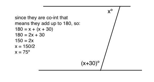 If x and x+30 are the pair of co - interior angle​-example-1