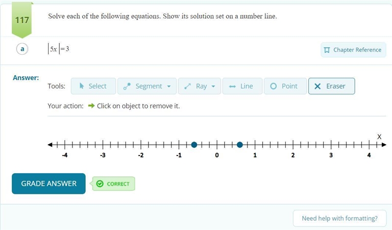 Solve each of the following equations. Show its solution set on a number line. Check-example-1