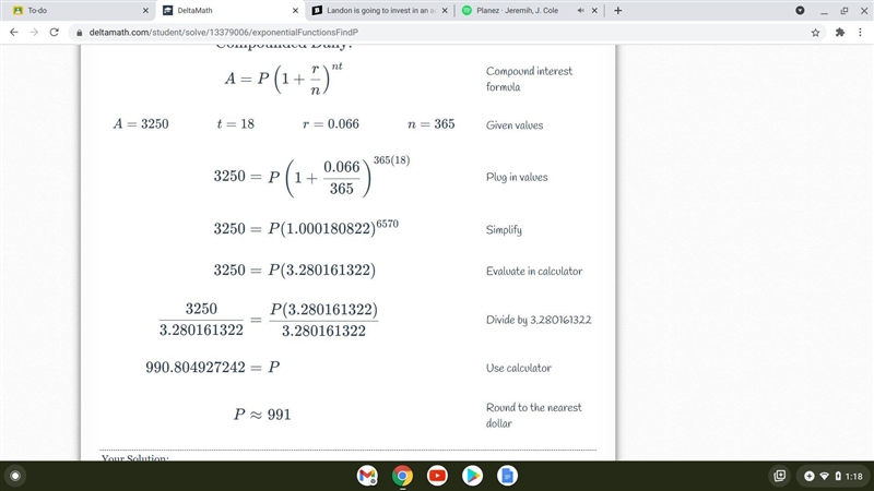 Landon is going to invest in an account paying an interest rate of 6.6% compounded-example-1