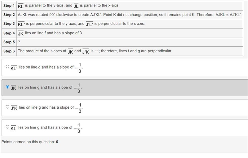 PLEASE HELP Which statement completes step 5 of the proof? Step 1 segment KL is parallel-example-2