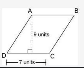 What is the area, in square units, of the parallelogram shown below? 21 s u 56 s u-example-1