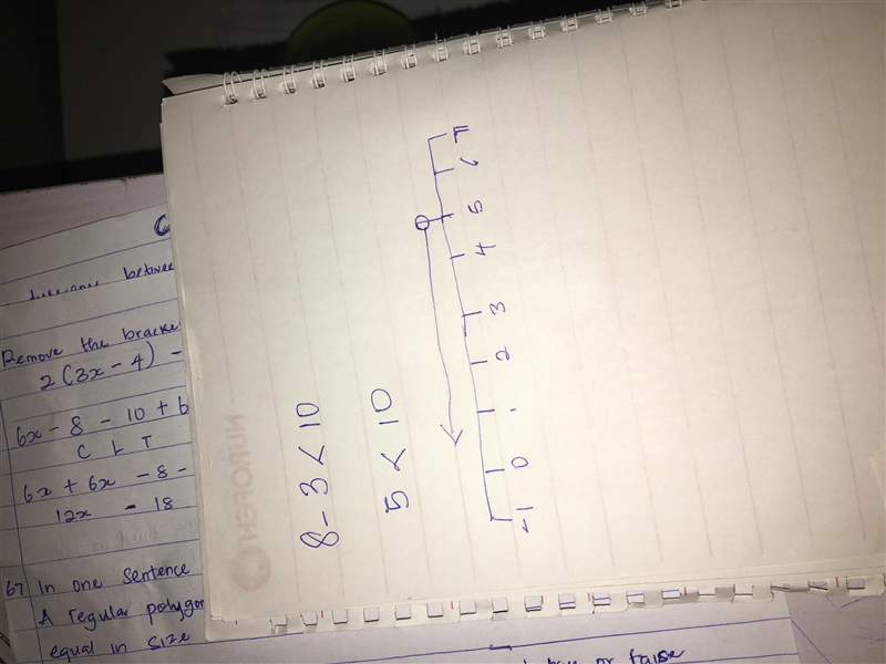 X-3 < 10 when X=8 Solution Not a solution-example-1