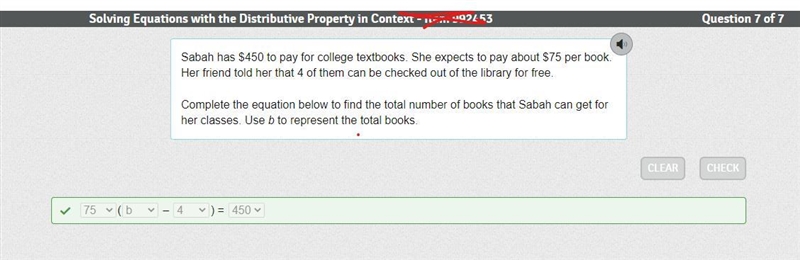 Sabah has $450 to pay for college textbooks. She expects to pay about $75 per book-example-1