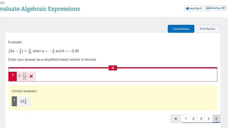 Evaluate. (2a−1/3)÷b/15 when a=−3/5 and b=−6.75 Enter your answer as a simplified-example-1