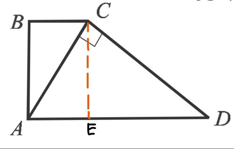 In the rectangular trapezoid ABCD AC is driven by a CD (see figure). Find the width-example-1