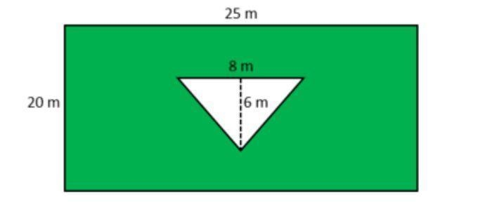 Paul built a triangular garden in his backyard, which is enclosed by a rectangular-example-1