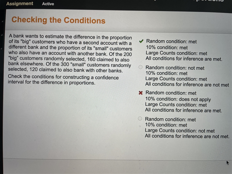 A bank wants to estimate the difference in the proportion of its "big" customers-example-1