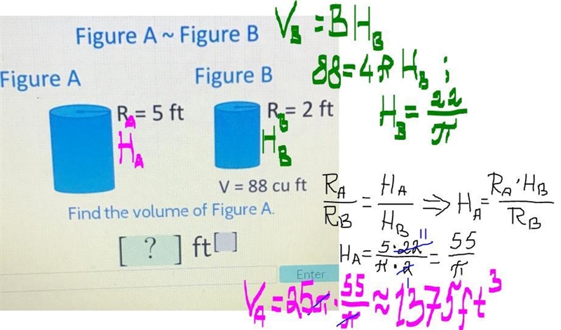 Figure A ~ Figure B Find the volume of figure A-example-1