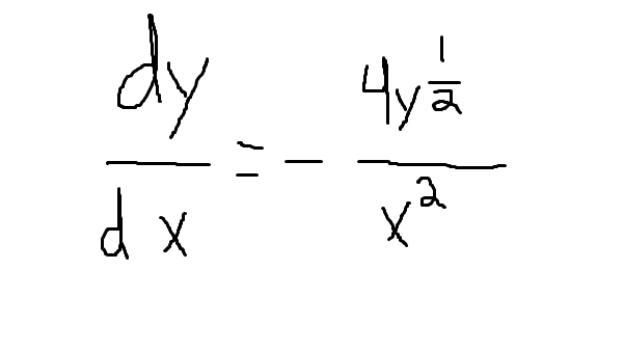 A curve has equation y=2/x square root what is dy/dx-example-1