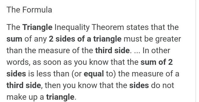 PLEASE HELP D: Which of the following possibilities will form a triangle? A - Side-example-1