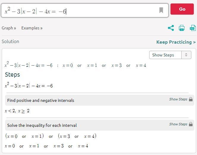 X2 - 3|x - 2| - 4x = - 6 Solve for x-example-1