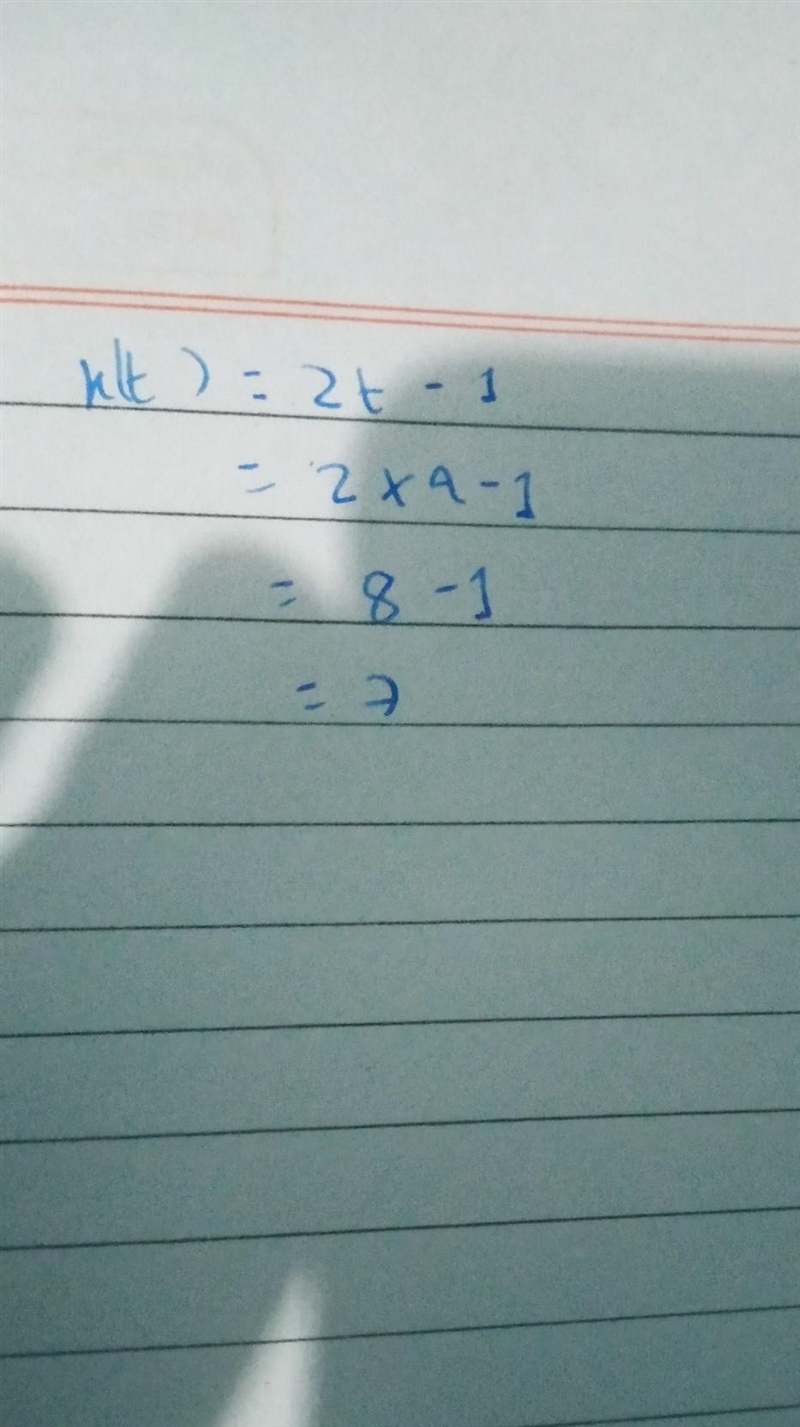 Given the function k(t)=2t-1: a) evaluate k(2) b) solve k(t) =7​-example-2