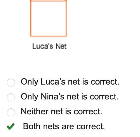 Nina and Luca were told to draw a net for the three-dimensional figure shown below-example-1