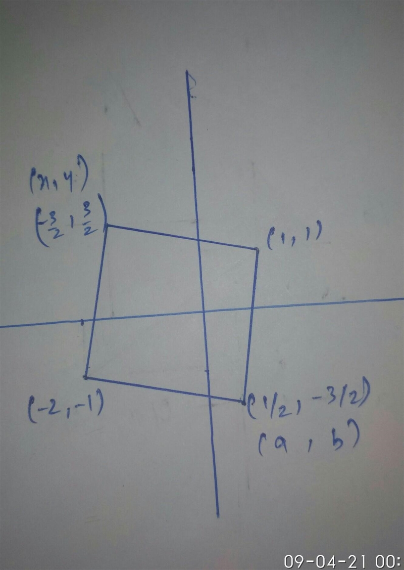 #The extremities of the diagonal of a square are (1,1 )and (-2, -1).Obtain the two-example-1