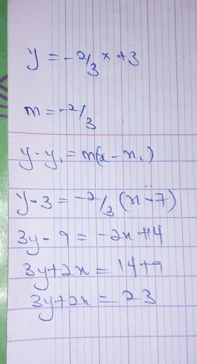 Write an equation of a line that passes through the point (7, 3) and is parallel to-example-1