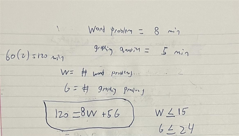 Chris hates math. It takes Chris 8 minutes to complete a word problem, and 5 minutes-example-1