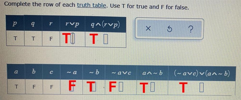 Truth tables I need help solving each row-example-1