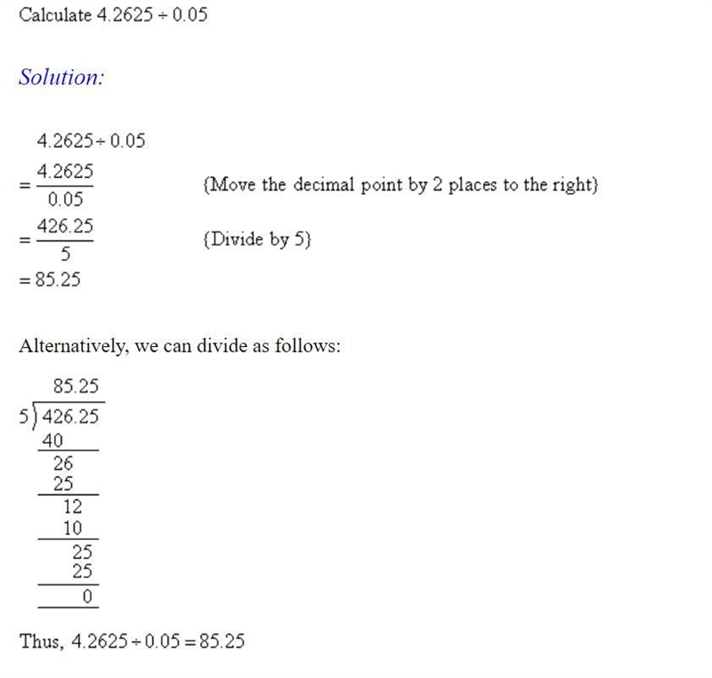 Explain how to divide a decimal by a decimal￼-example-1