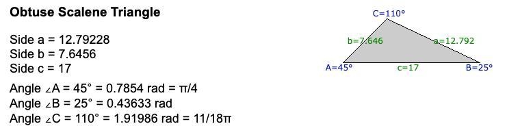 In △ABC, m∠A=45°, c=17, and m∠B=25°. Find a to the nearest tenth. law of sines 4-example-1