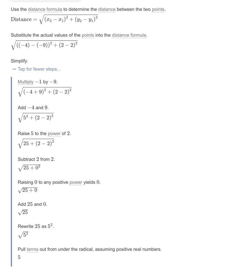 What’s the distance between the points (-9,2) and (-4,2)-example-1