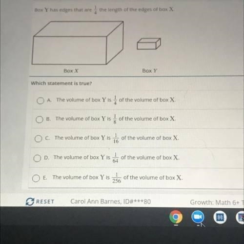 Box Y has edges that are the length of the edges of box X Box X Box Y Which statement-example-1