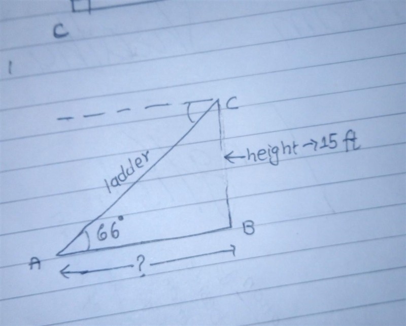 A ladder needs to reach a second-story window that is 15 feet above the ground and-example-1