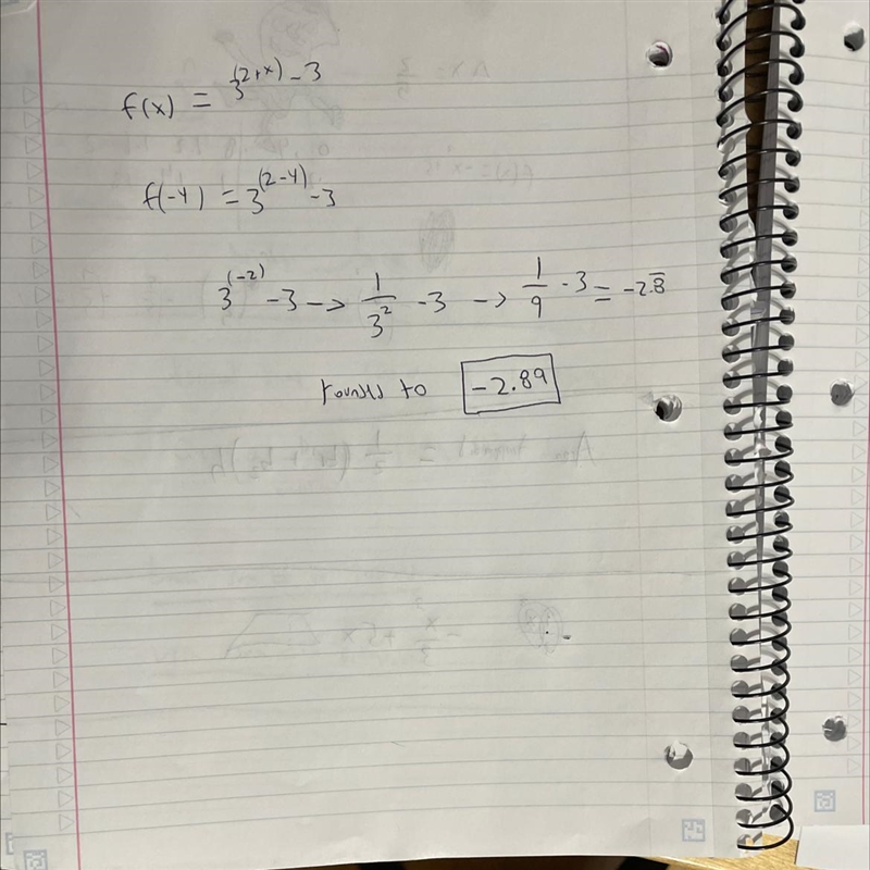 If f(x) = 3^{2+x}-3f(x)=3 2+x −3, what is the value of f(-4)f(−4), to the nearest-example-1