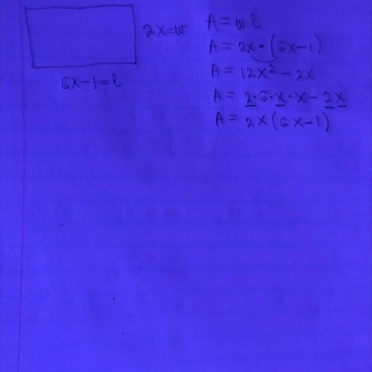 Write and simplify an algebraic expression for the rectangle with sides of 2x and-example-1