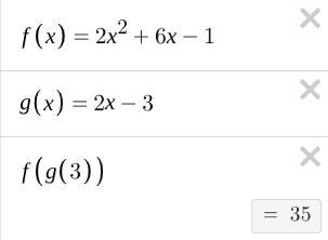 If f(x)-2x^2+6x-1 and g(x)-2x-3, find f(g(3)) 50 points if u help me!!!-example-1