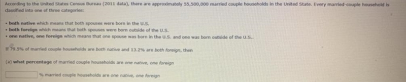 If 79.5% of married couple households are both native and 13.2% are both foreign, then-example-1