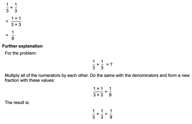 1/3 times 1/3 : explain or it does not count!-example-1