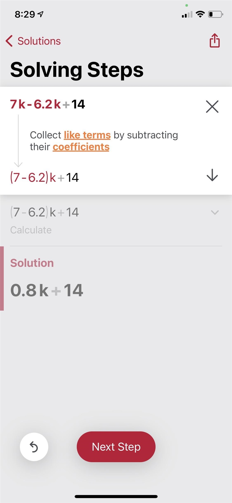 7k-6,2k+14 solve for K-example-1