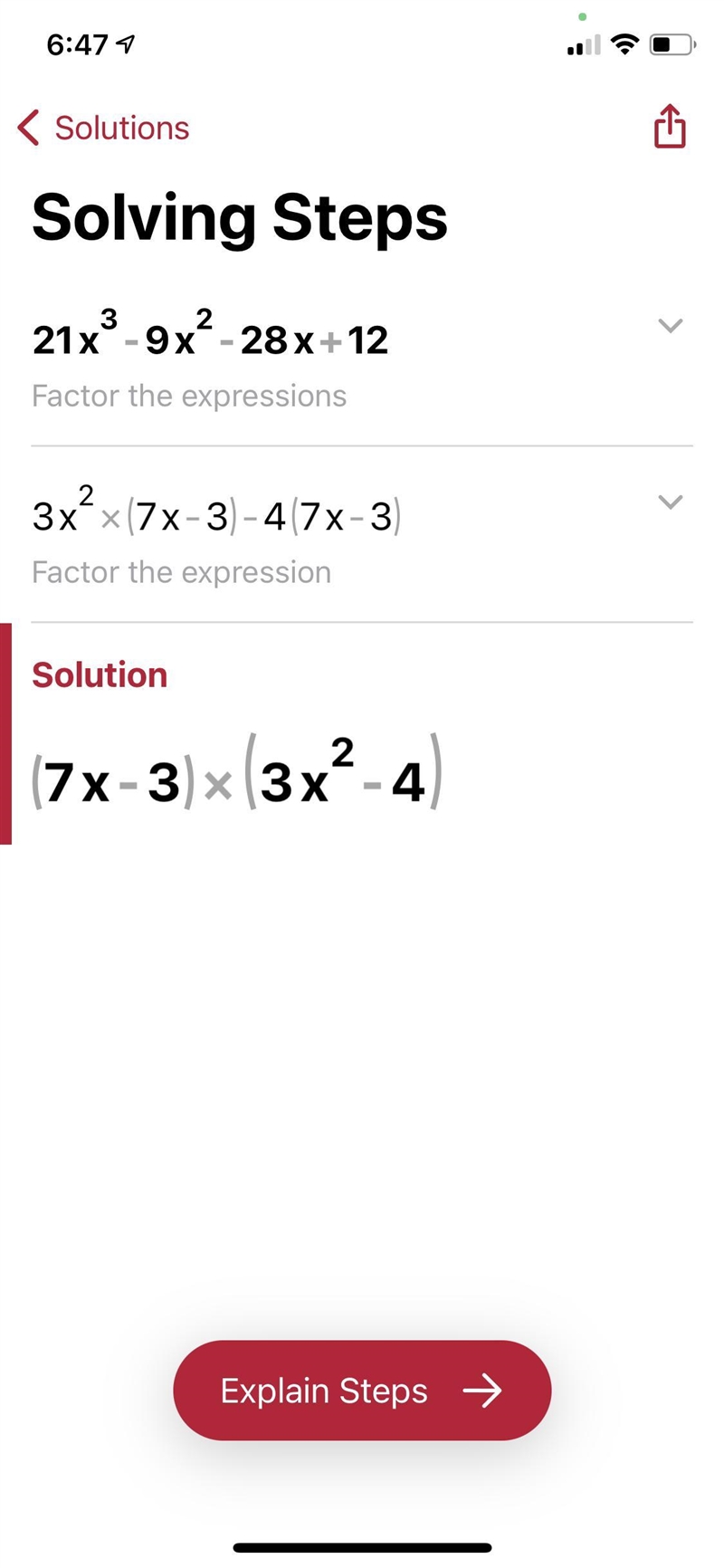 21x^3 - 9x^2 - 28x + 12 Completely factor SHOW WORK-example-1