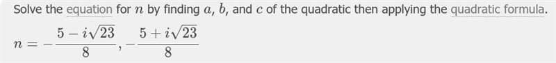 4n^2 + 5n +3=0 Solve equation-example-1