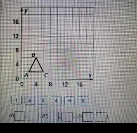 What are the coordinates of the image of ABC after a dilation with center (0, 0) and-example-1