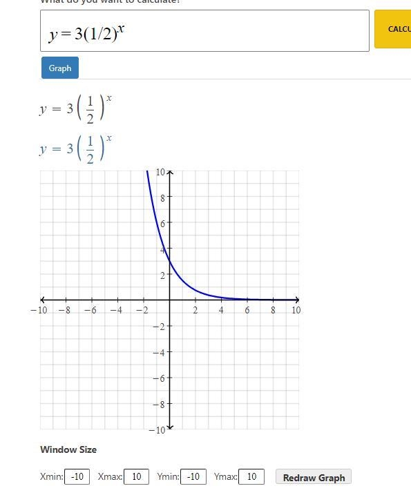 Describe the domain of y = 3(1/2)^x-example-1