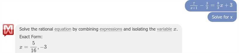 I need help solving this equation 7/(x+1)-3/2=8/3x+3-example-2