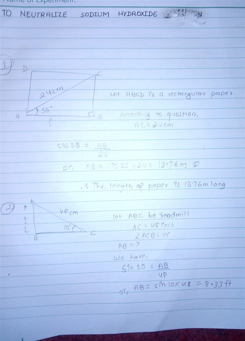 Draw and label a diagram, then use the trigonometric ratios to solve the following-example-1