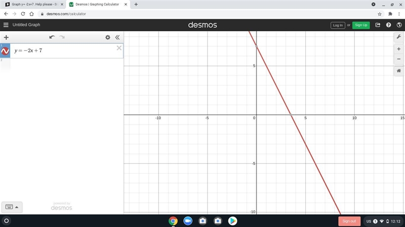 Graph y= -2x+7. Help please-example-1