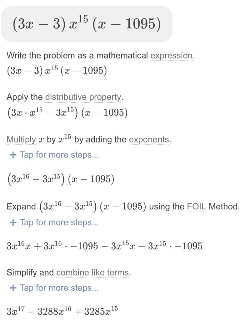 Calculator (3x - 3) x 15(x - 1095 What is the value of x? Enter your answer in the-example-1