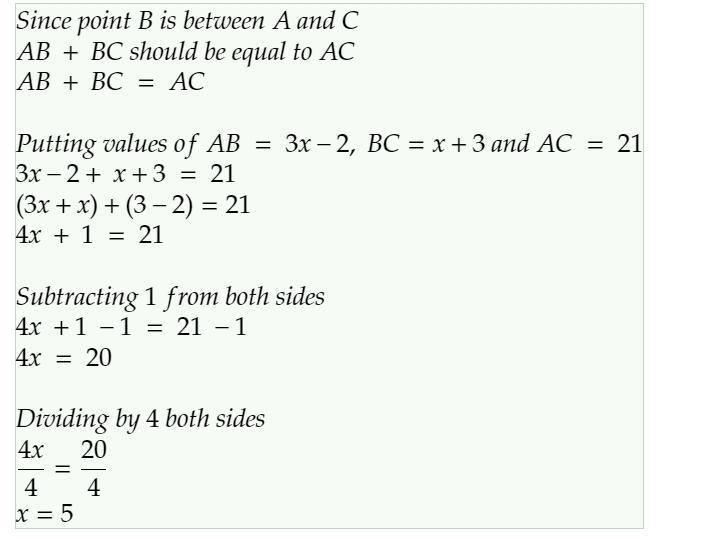 5. Point B is between Point A and Point C. Use the information below to find the value-example-1