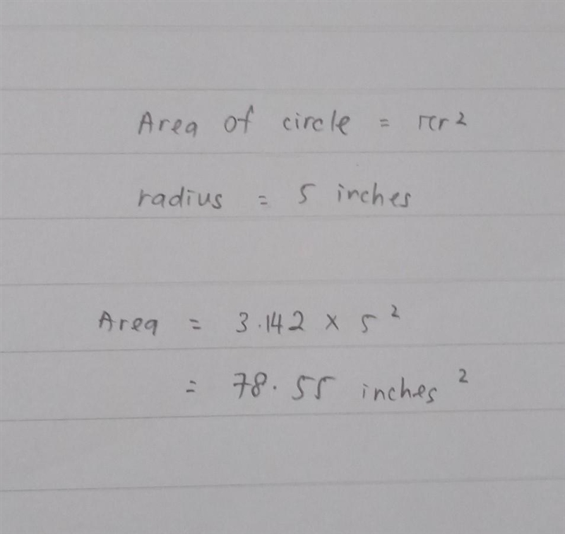 A drum has a diameter of 10 inches. find the area of the top of the drum. use 3.14 for-example-1