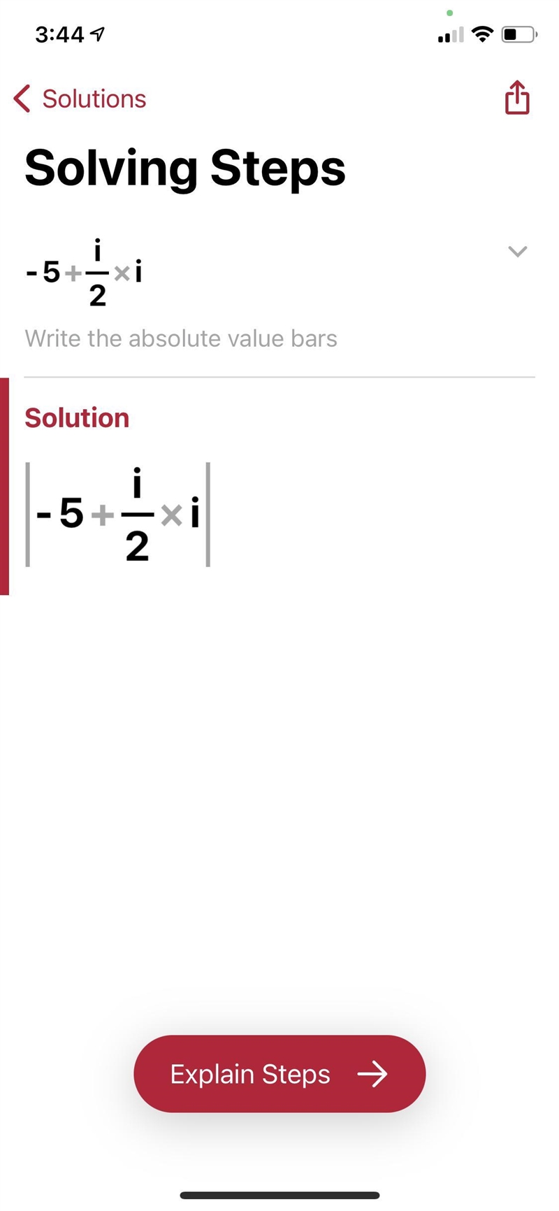 What is the conjugate of -5 + i /2i?-example-1