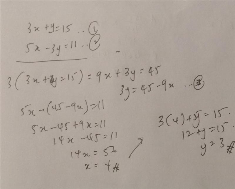 What is the first step to solve the following system of equations using substitution-example-1